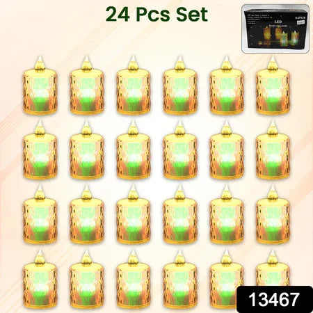 24 Pc Flameless And Smokeless Decorative Melting Candles Led Tea Light Candle Flickering Electronic Candle - Zidbik