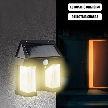 12585 Outdoor Solar Wall Lamp Outdoor Waterproof High Quality Lamp Induction Garden Lamp Garden Villa Night Lamp Double Lamp Light (1 Pc) - Zidbik