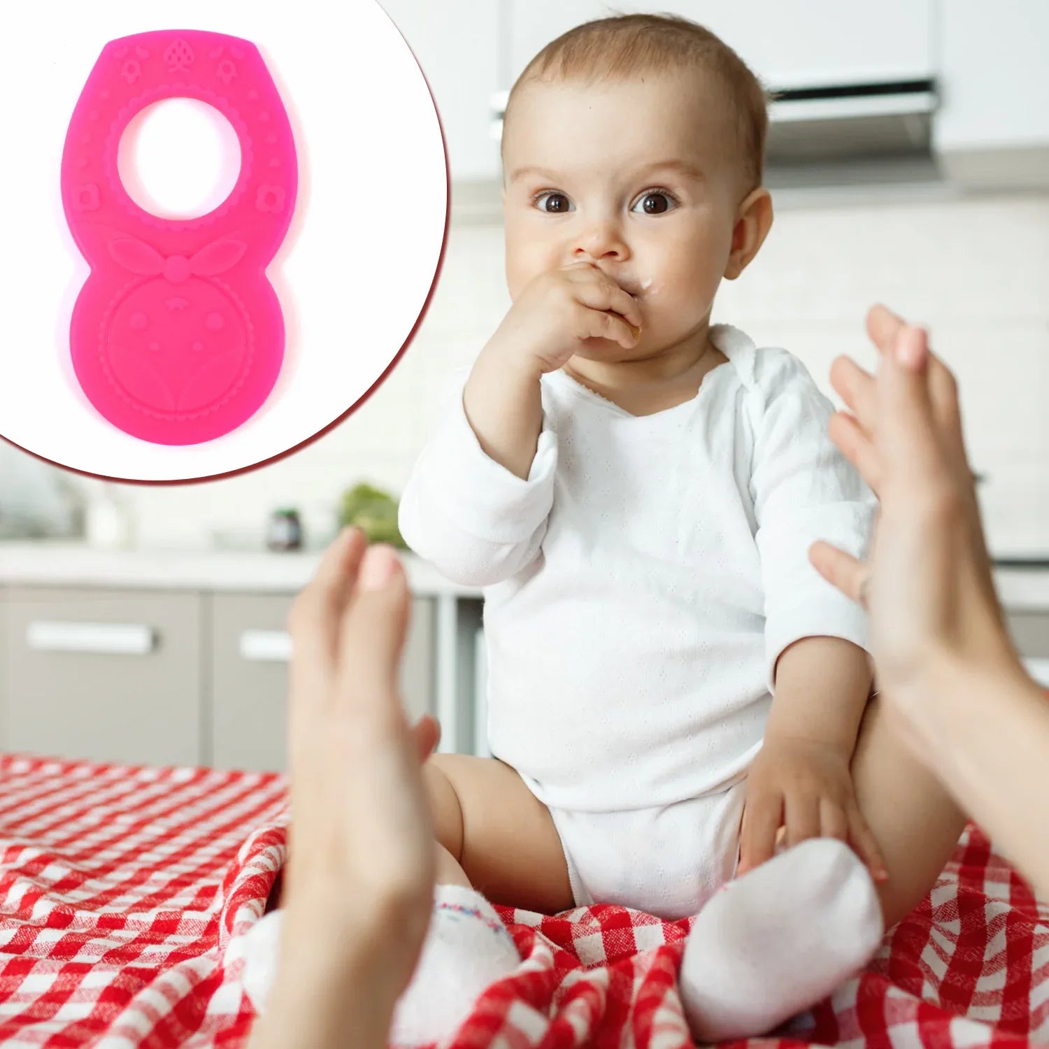 Silicone Baby Teether Pack Of 1 (Mix Design Color) - Zidbik