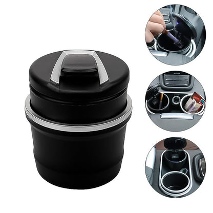 Portable Car Ashtray With Lid And Blue Led Light (1 Pc  With Color Box) - Zidbik