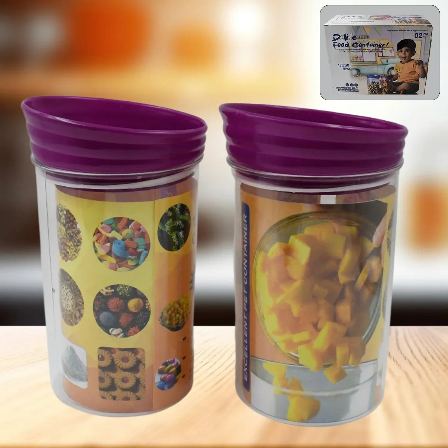 Plastic Premium Quality Kitchen Food Containers Set (1200ml Approx Set Of 2 Pc) - Zidbik