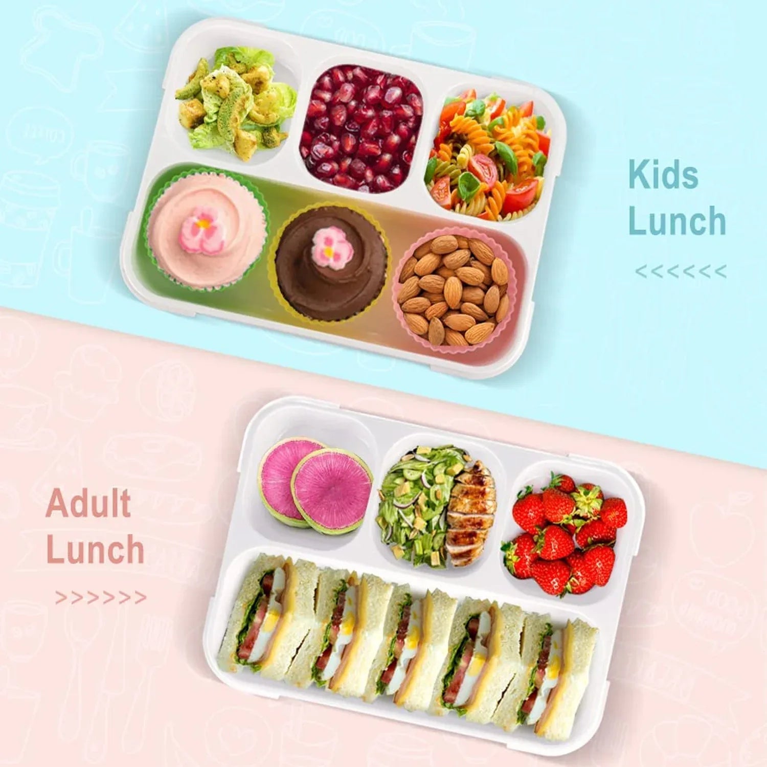 5212 Lunch Box 4 Compartment With Leak Proof Lunch Box For School Office Use - Zidbik