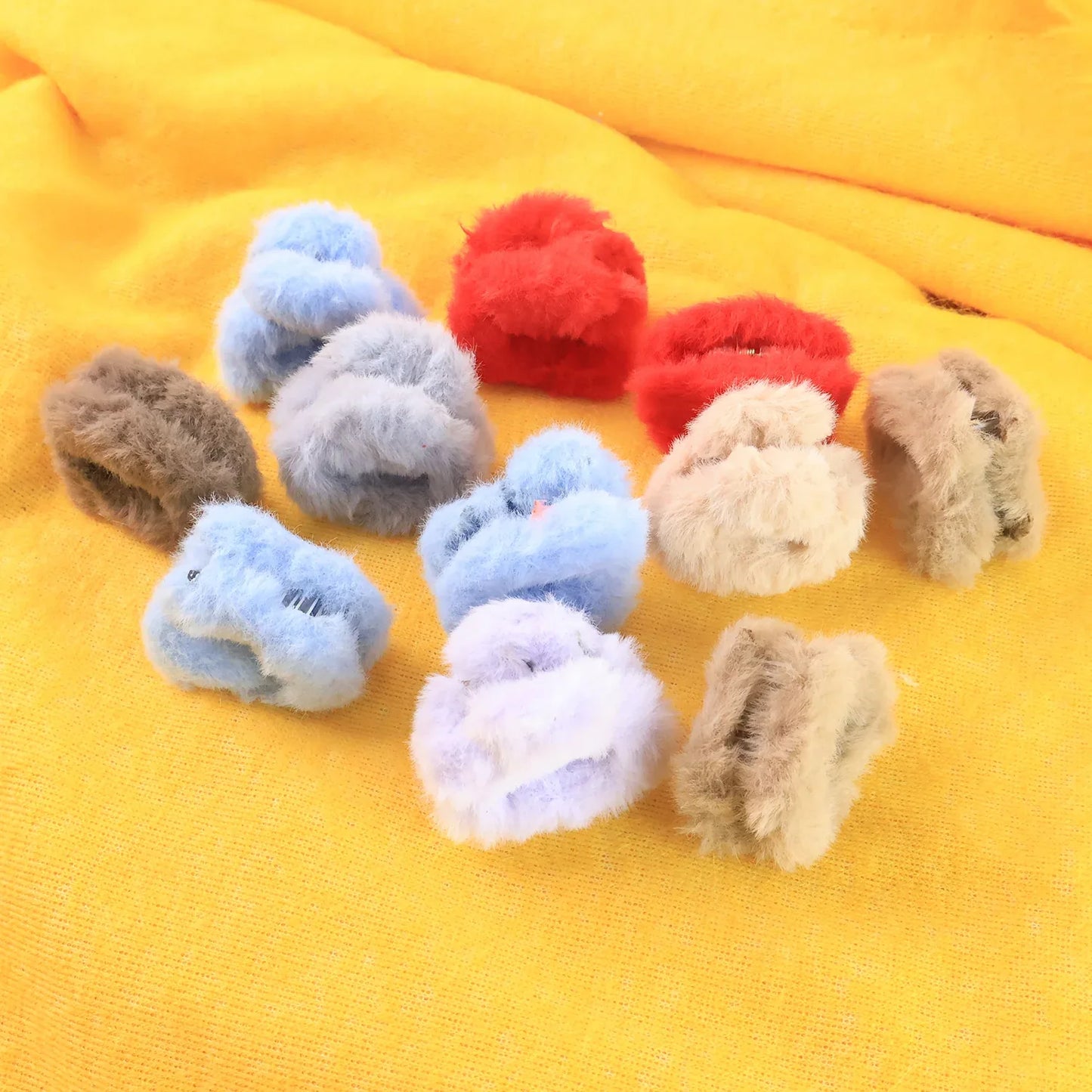 Small Hair Claw Clips Plastic Fluffy Hair Claw Hair Hair Accessories (12 Pcs Set) - Zidbik