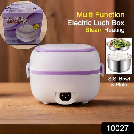 10027 Electric Lunch Box Portable Food Warmer Food Heating Lunch Box Removable Food-grade Stainless Steel Compartments 220v 200w For Car Truck Office - Zidbik