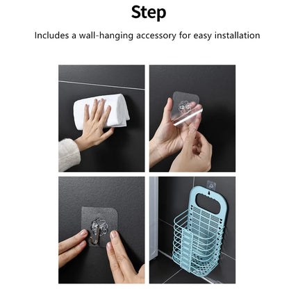 8145 Wall Hanging Laundry Basket Clothes Hanger Dirty Hamper Clothes Storage Hook Clothes Rails For Laundry Washing Machine Bathroom Kids Dirty Clothes Storage Hanger (1 Pc) - Zidbik