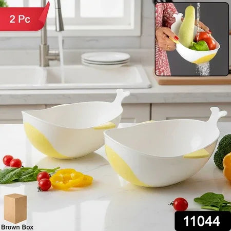Plastic Rice Pulses Fruits Vegetable Noodles Pasta Washing Bowl And Strainer (2 Pc) - Zidbik