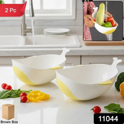 Plastic Rice Pulses Fruits Vegetable Noodles Pasta Washing Bowl And Strainer (2 Pc) - Zidbik