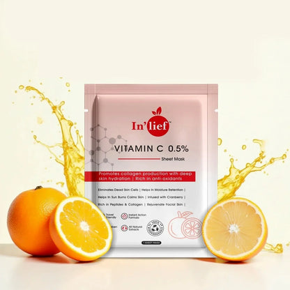 Inlief Vitamin C 0.5 Hydrating Brightening Facial Sheet Mask (1 Pc) - Zidbik
