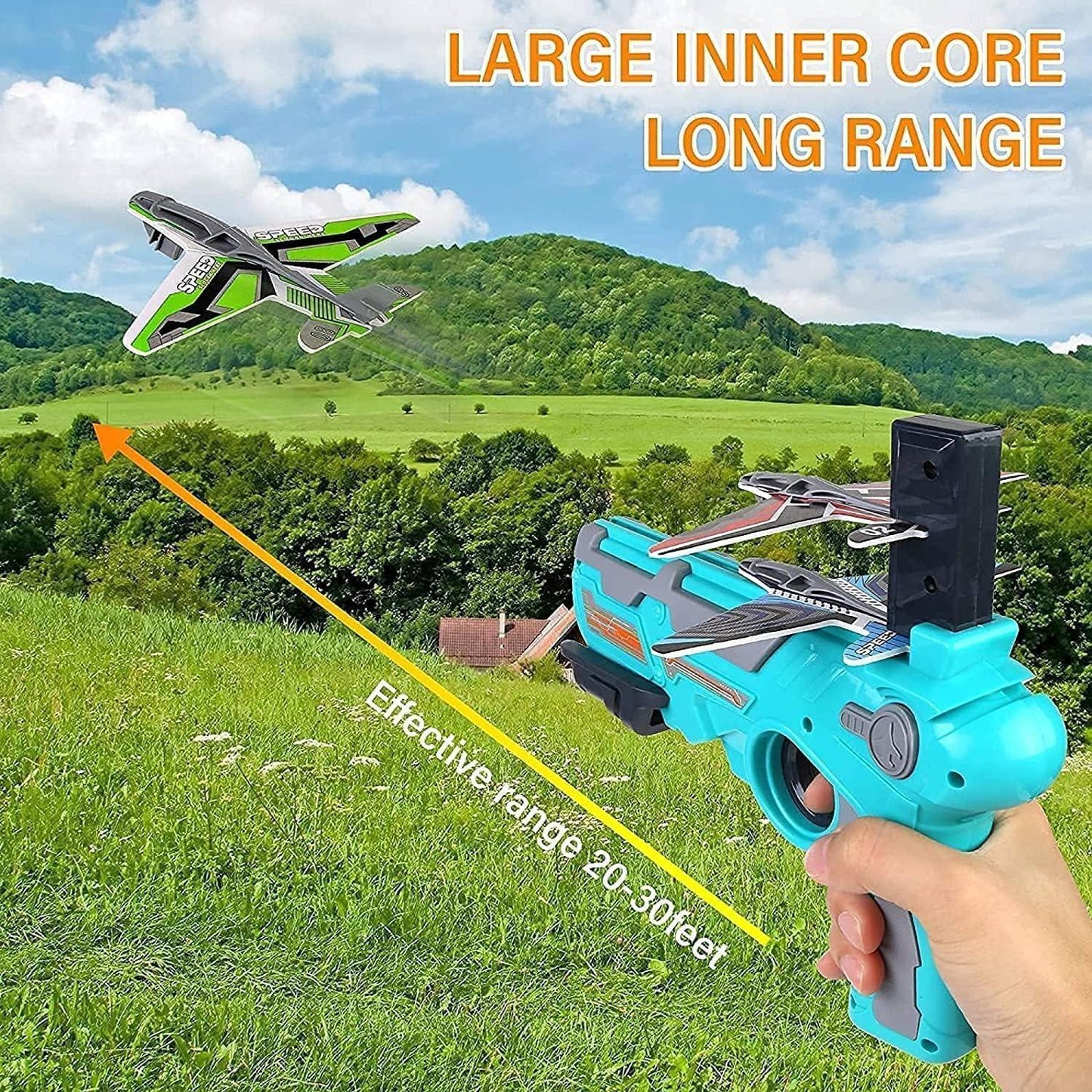 4710 Airplane Launcher Gun Toy With Foam Glider Planes Outdoor Games For Children Best Aeroplane Toys For Kids Air Battle Gun Toys ( 5 Plane Include ) - Zidbik