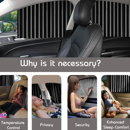 Curtain For Car Window  Heat  Sunshade Protection (4 Pcs With Curtain Hook  Adhesive Tap Set) - Zidbik