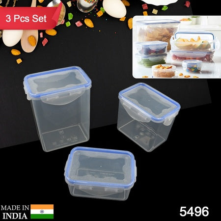 5496  Kitchen Storage Container Set With Food Grade Plastic And Air Seal Lock Lid For Storage Of Grocery Spices Dry Fruits Use For Home Office Restaurant Canteens (3 Piece Set) - Zidbik