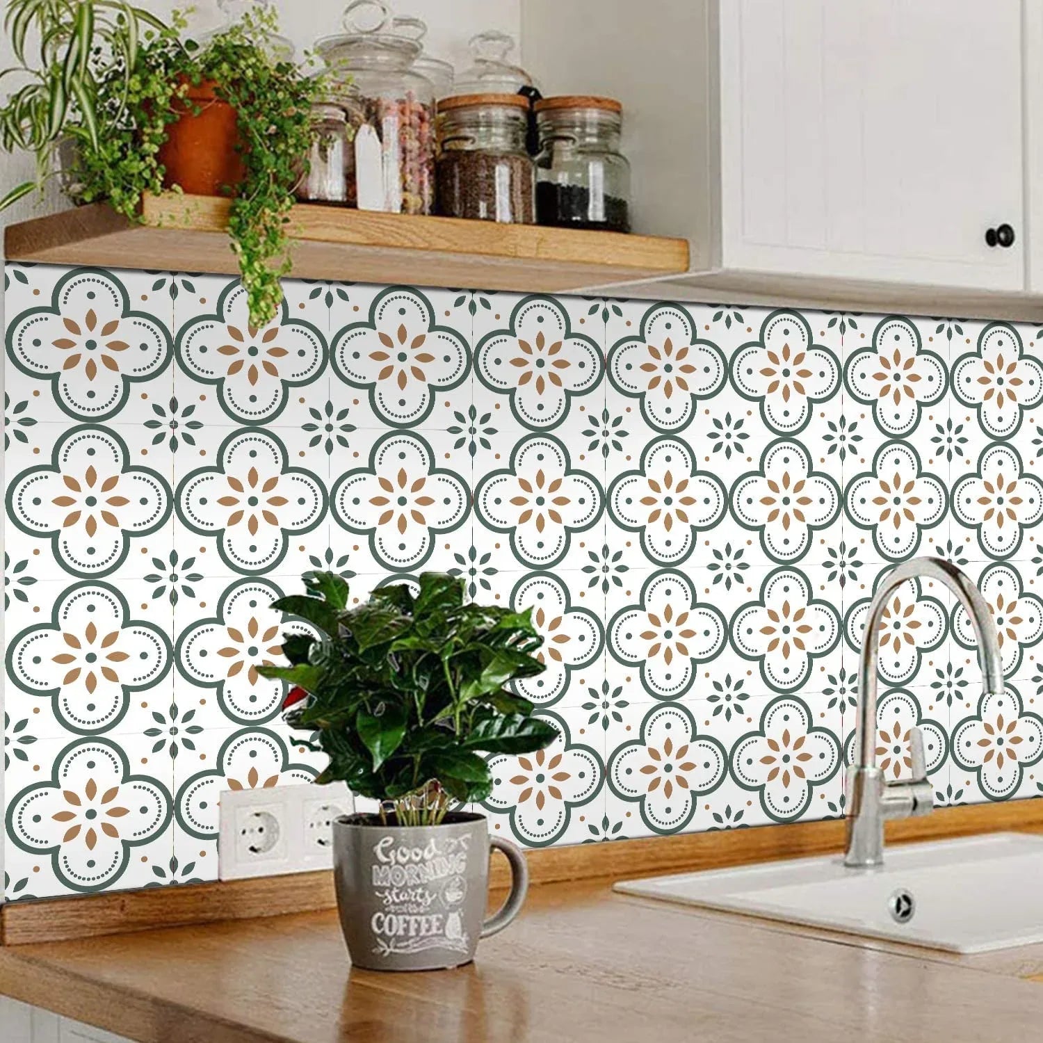 Peel And Stick Floor Tiles Kitchen Bathroom Backsplash Sticker Detachable Waterproof Diy Tile Stickers For Wall Decoration Tiles Home Decoration (8x8 Inch 10 Pcs Set) - Zidbik