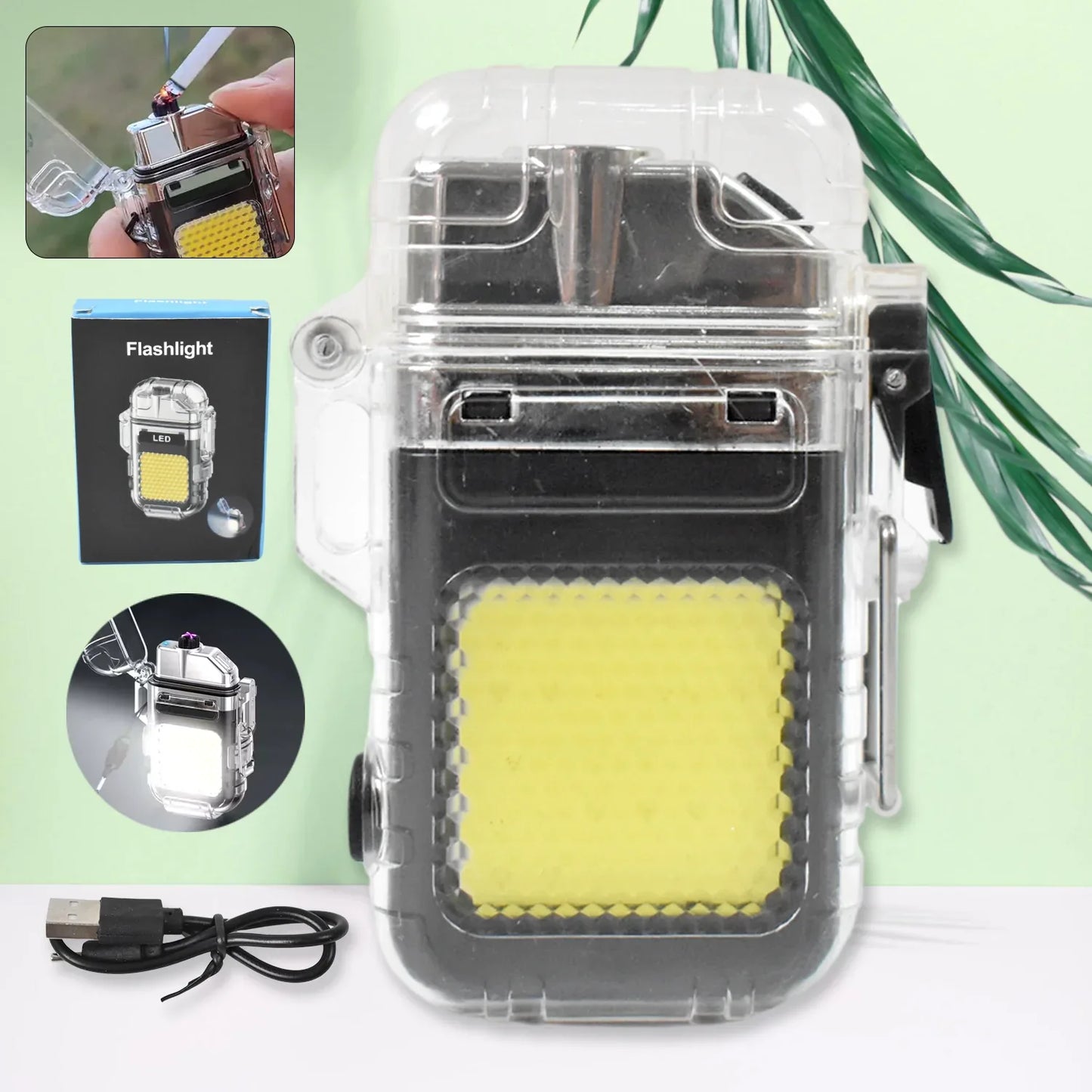 Usb Rechargeable Electric Lighter 3 Modes Cob Flashlight (1 Pc) - Zidbik