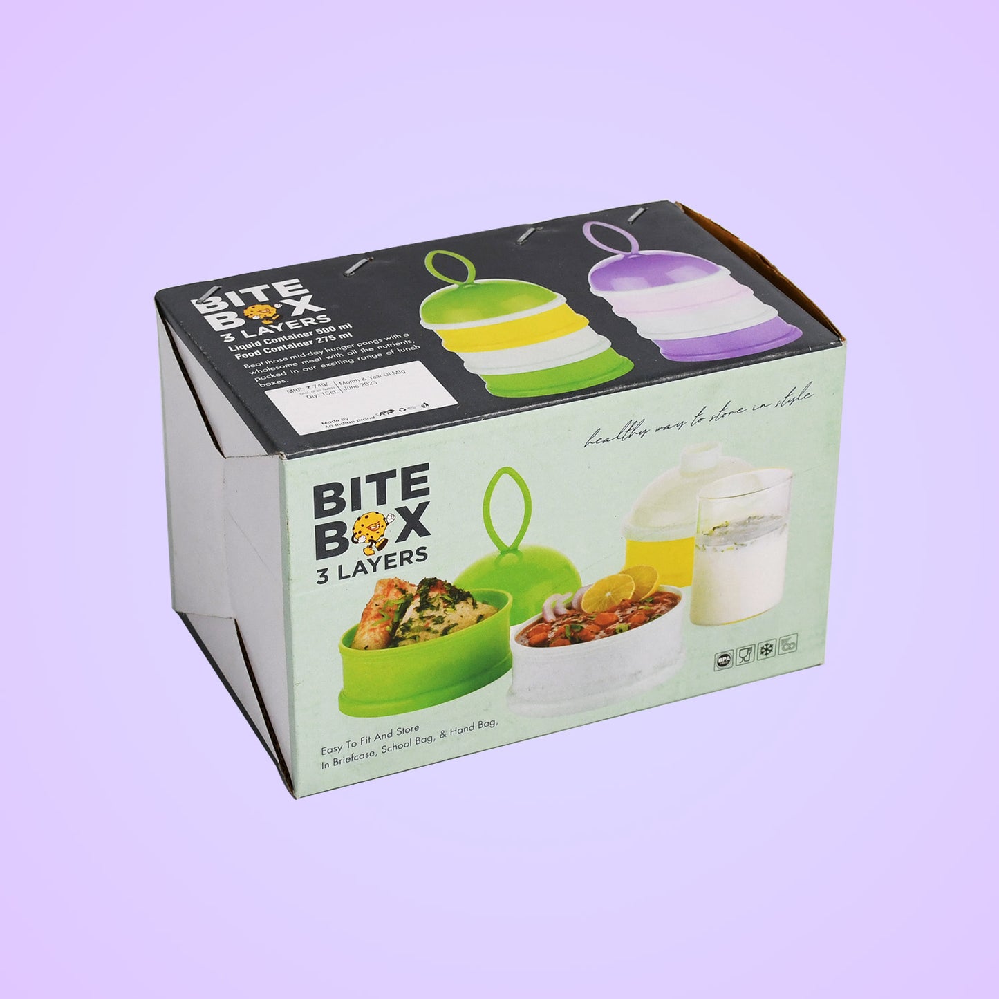 5924a  3 Layer Lunch Box Unique Design Bite Lunch Box With Liquid  Food Container Lunch Box (Green) - Zidbik