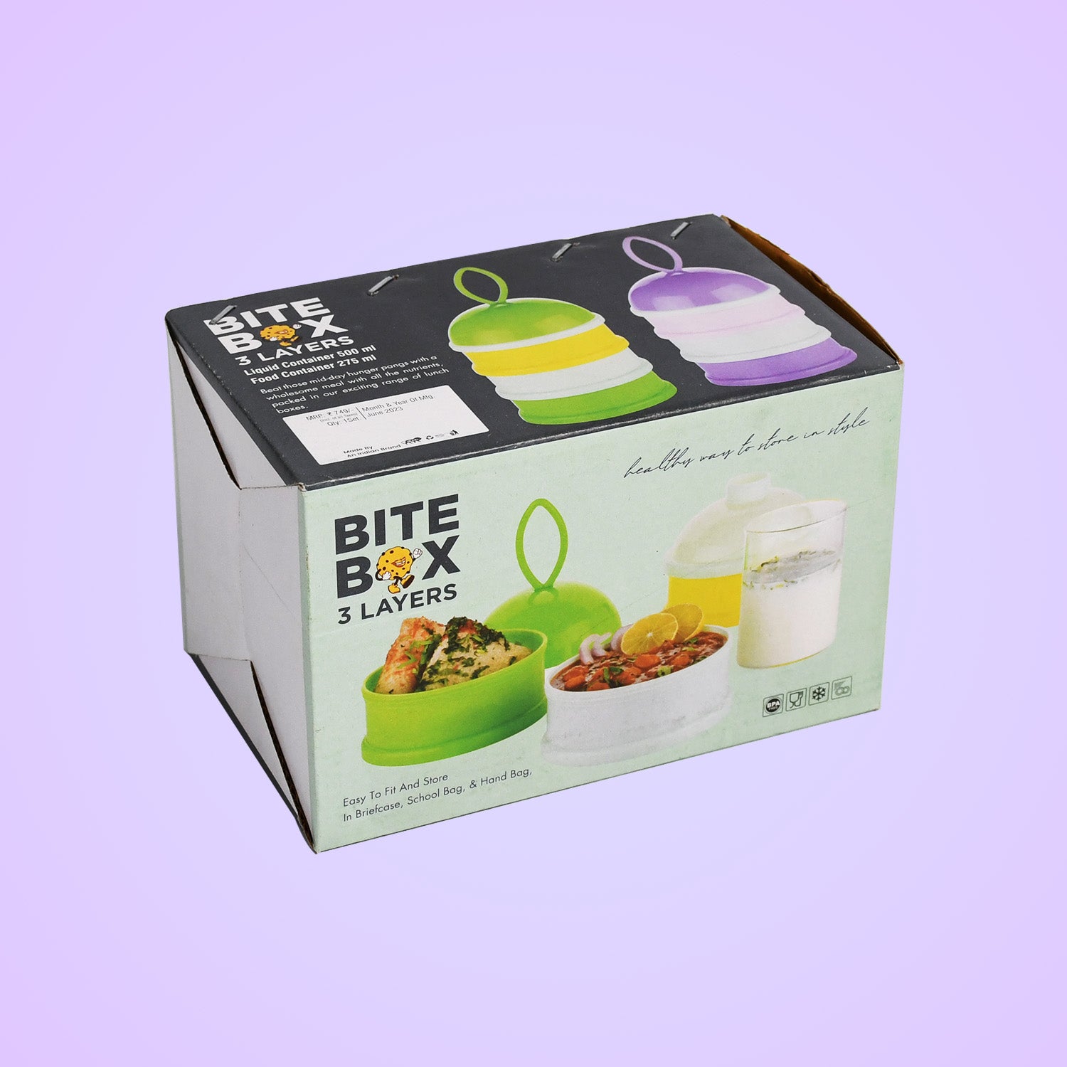 5924a  3 Layer Lunch Box Unique Design Bite Lunch Box With Liquid  Food Container Lunch Box (Green) - Zidbik