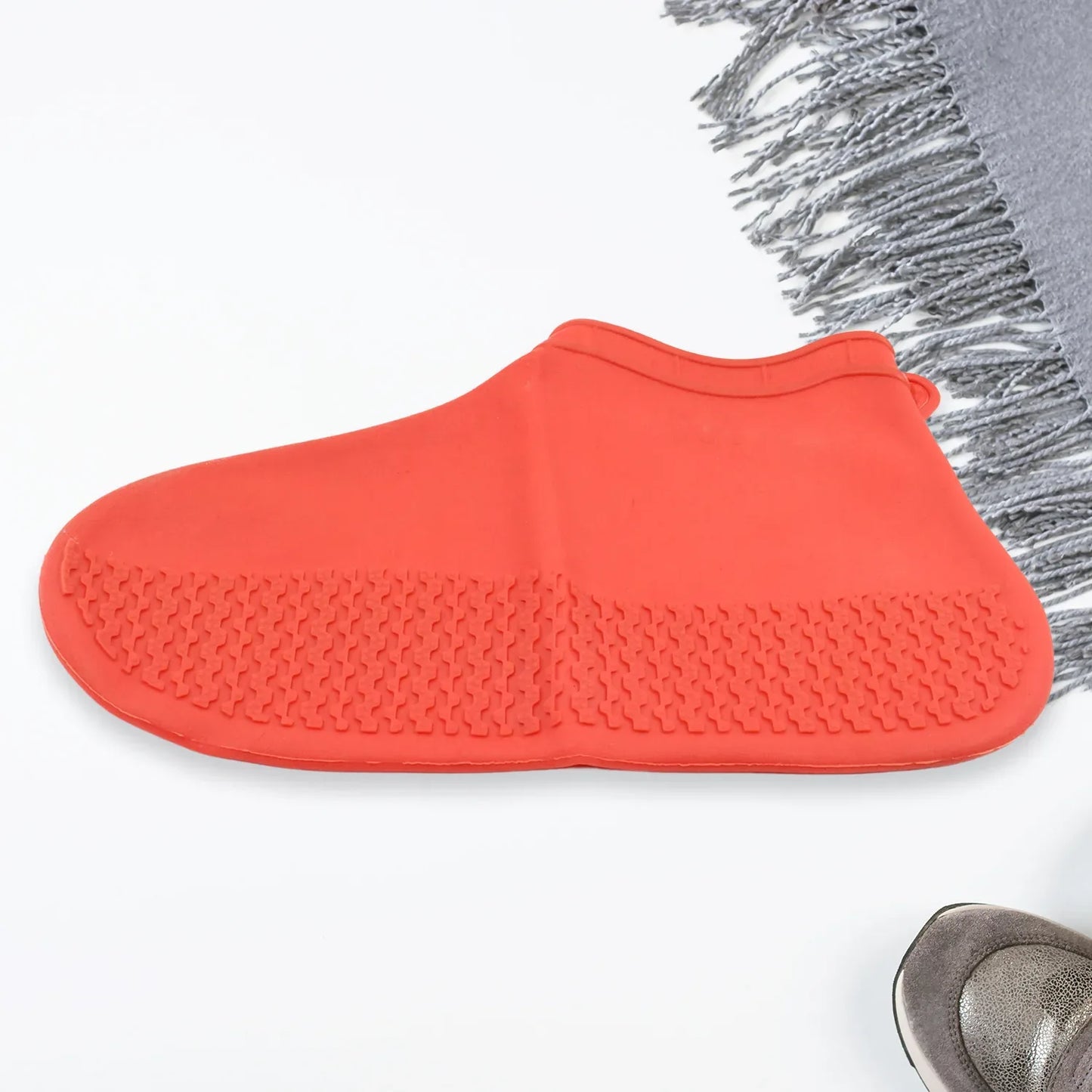 17985 Non-slip Silicone Rain Reusable Anti Skid Waterproof Fordable Boot Shoe Cover (Medium Size 1 Pair Red) - Zidbik