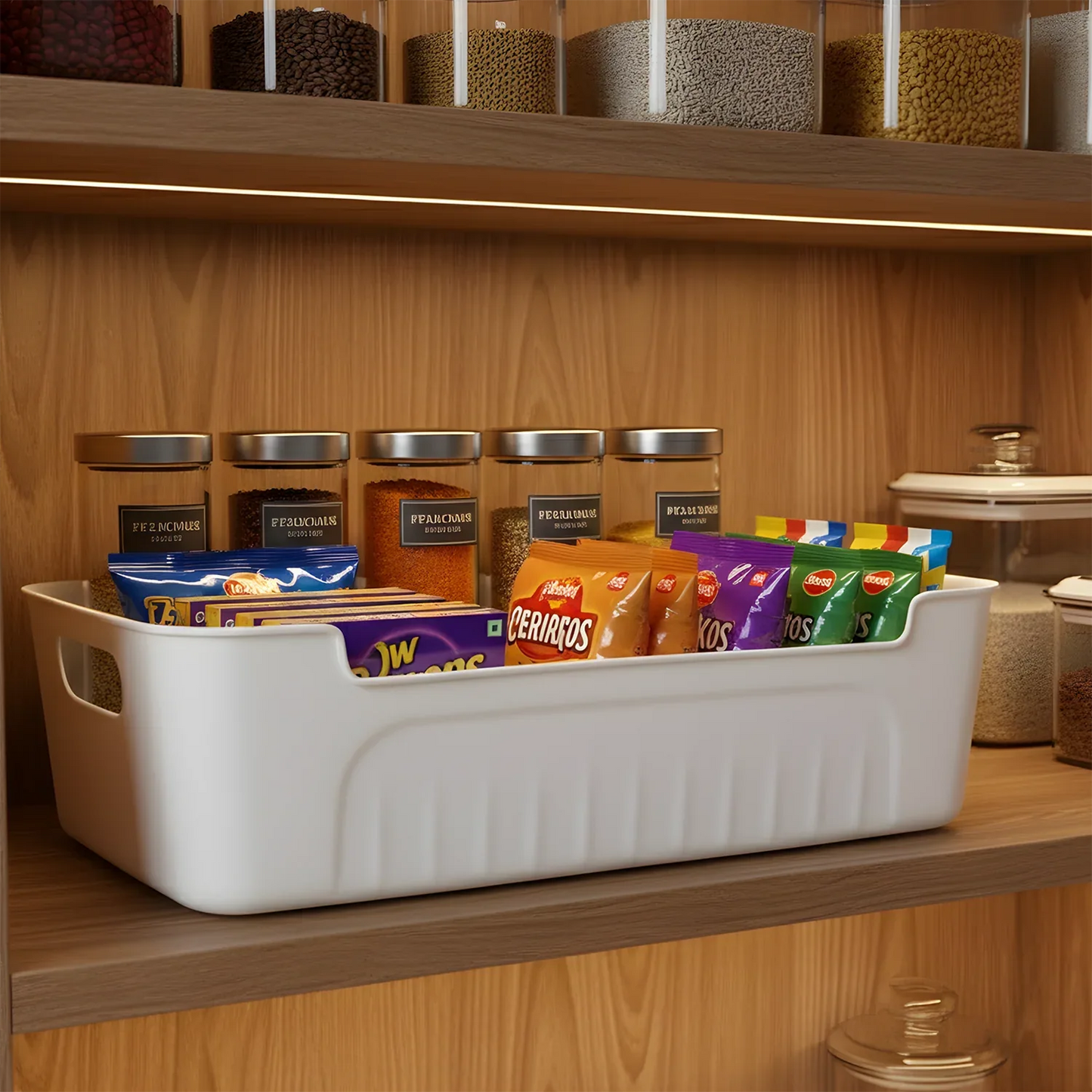 White Plastic Storage Basket Tray Set (4 Pcs) - Zidbik