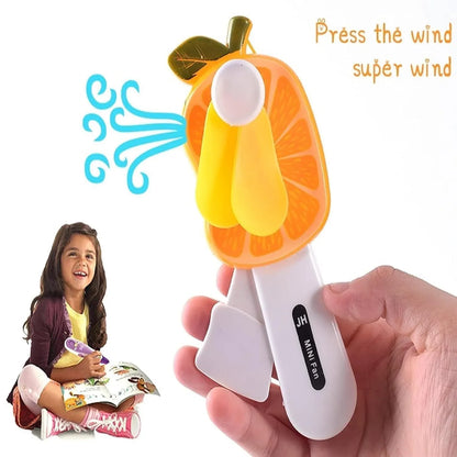 Mini Hand Pressure Fruit-shaped Fan For Kids (1 Pc Mix Design) - Zidbik
