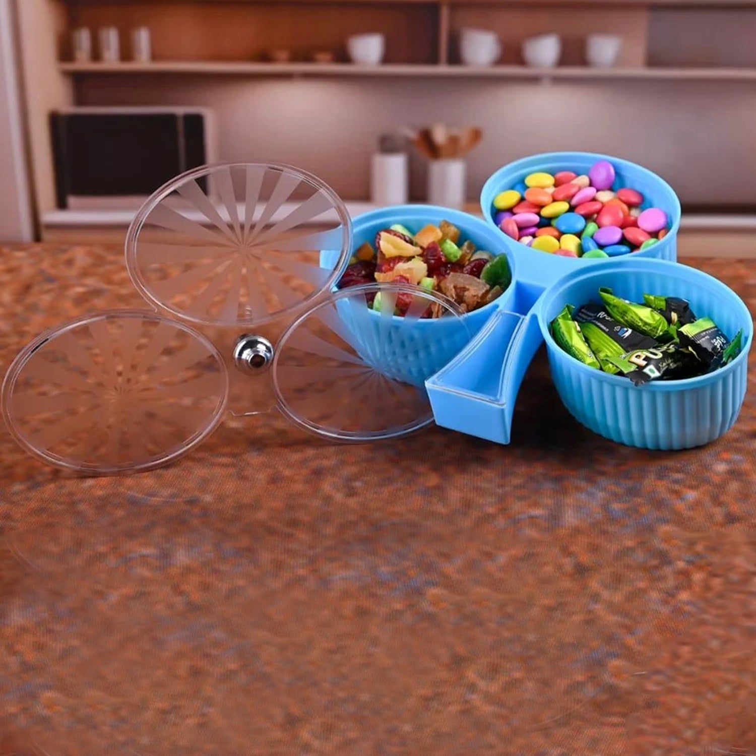 Premium 3-compartment Revolving Dry Fruit Box (1 Pc) - Zidbik