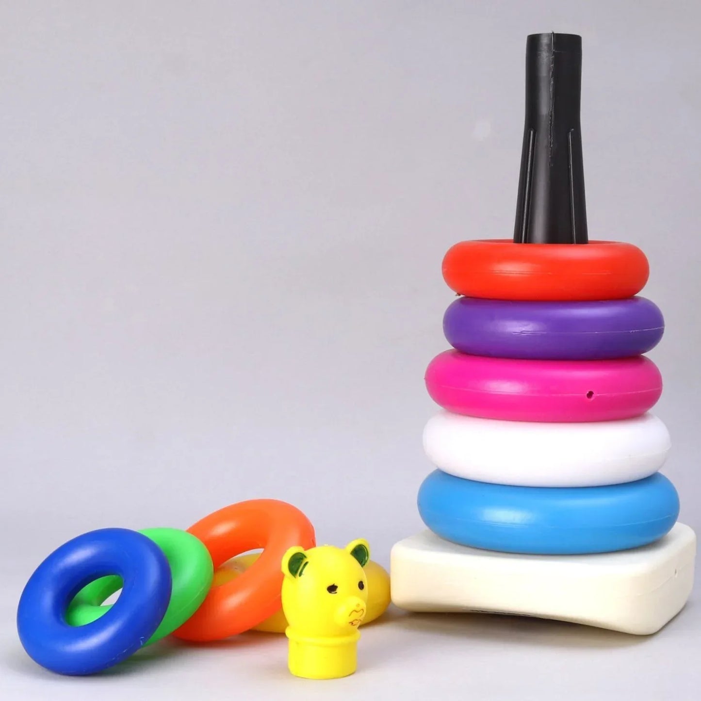 8015 Plastic Baby Kids Teddy Stacking Ring Jumbo Stack Up Educational Toy 9pc - Zidbik