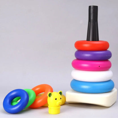 8015 Plastic Baby Kids Teddy Stacking Ring Jumbo Stack Up Educational Toy 9pc - Zidbik