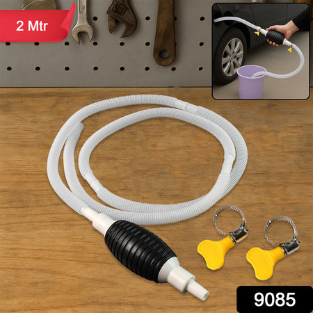 Fuel Transfer Pump Hose With Hand Pump And 2 Hose Clamps - Zidbik