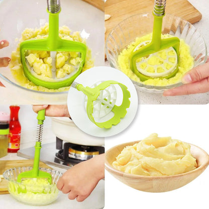 5768 Multi Functional One-handed Plastic Manual Mashed Potatoes Masher Mash Sweet Potato Masher With Comfort Grip And Stainless-steel Spring Design For Nonstick Pans (1 Pc) - Zidbik