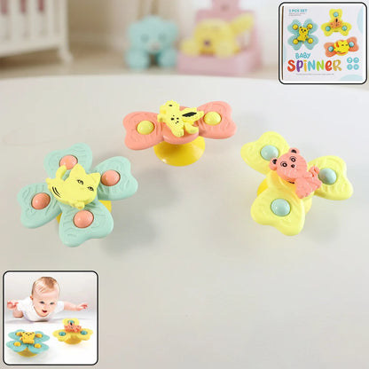 Buzzy Baby Spinner Toy Set Suction Cup Spinning Toys (3 Pc Set) - Zidbik