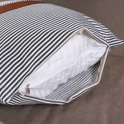 Pillow Covers Leather Cotton Cushion Covers (20 20 Inch 1 Pair 2 Pc) - Zidbik