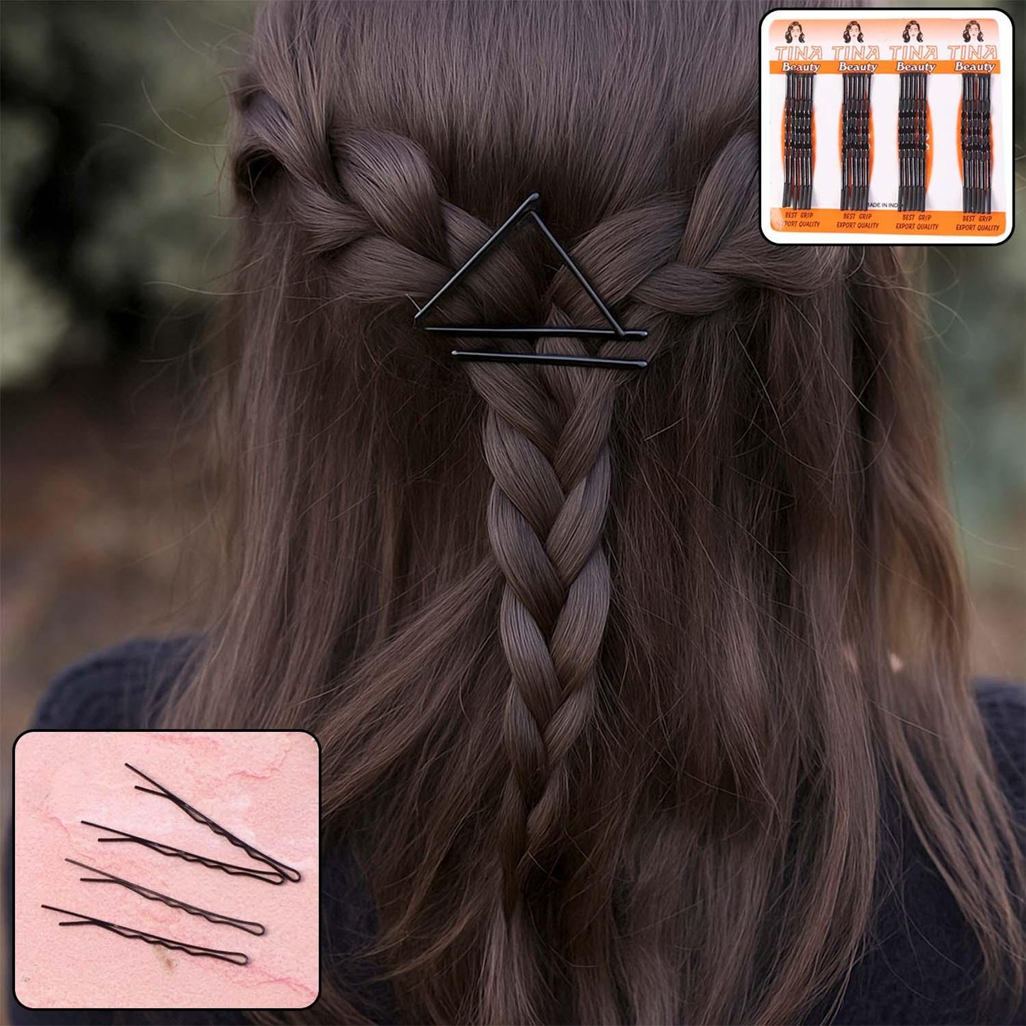 Medium Black Hair Bobby Pins (24 Pc) - Zidbik