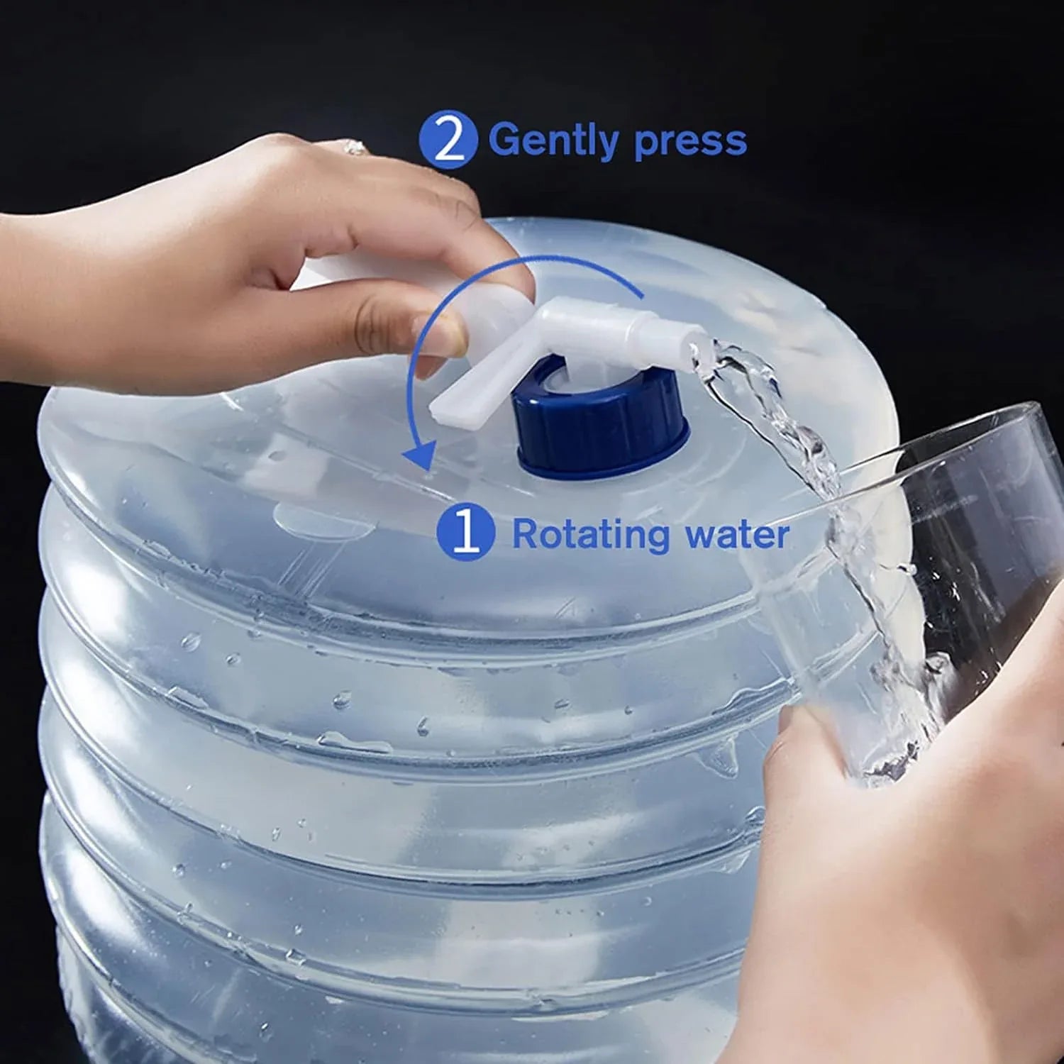 Outdoor Camping Collapsible Portable Water Container With Carry Handle Tap Valve Large Food Grade - Zidbik