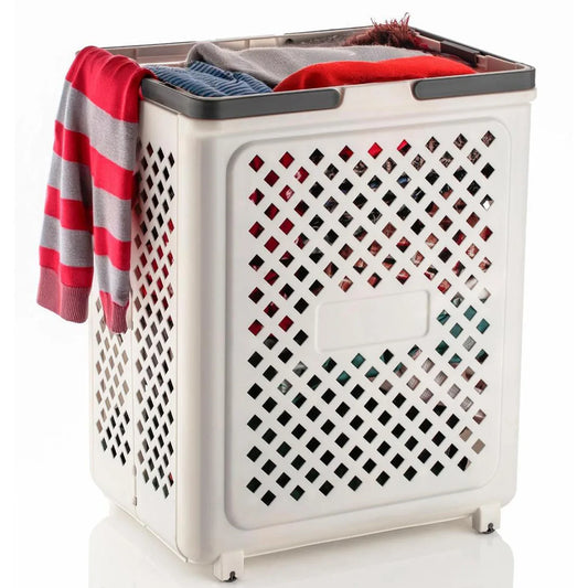 Large Foldable Laundry Basket With Wheels - Zidbik