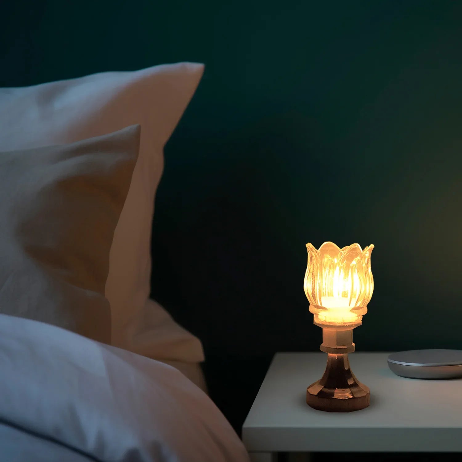 Premium Lotus Shaped Led Decorative Lamp With Stand - Zidbik