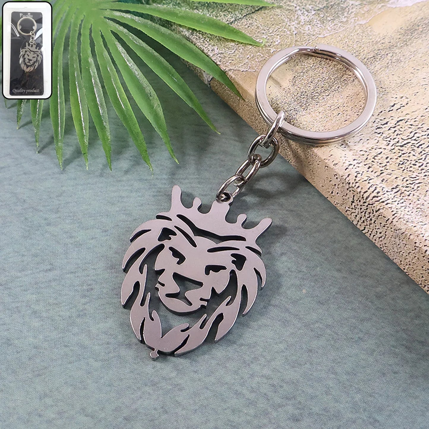 Stylish Metal Lion Head Keychain (1 Pc) - Zidbik