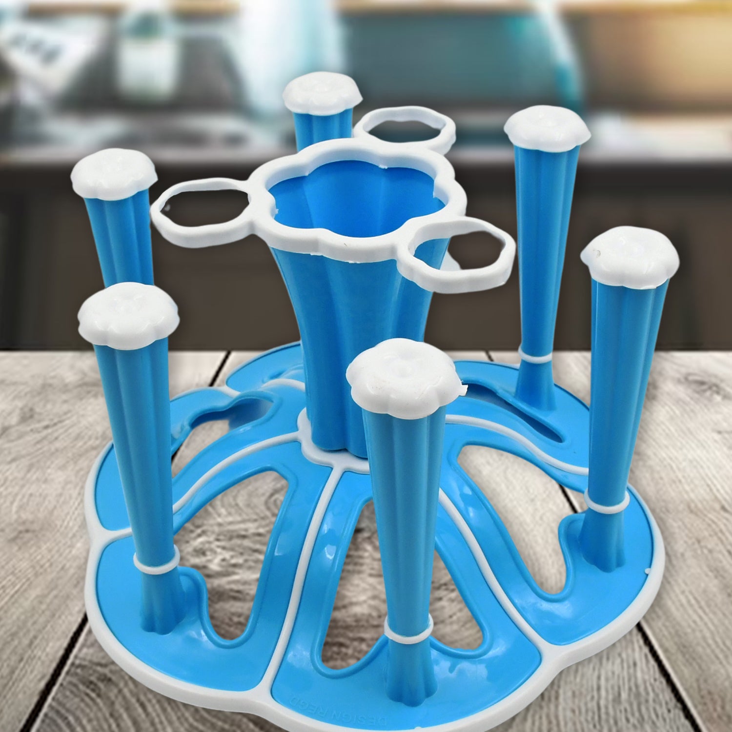 5589 Miracle Plastic Glass Stand  Tumbler Holder  Glass Holder For Kitchen  Dining Table 6 Glasses Stand With 3 Pepper Salt (Moq - 2 Pcs) - Zidbik