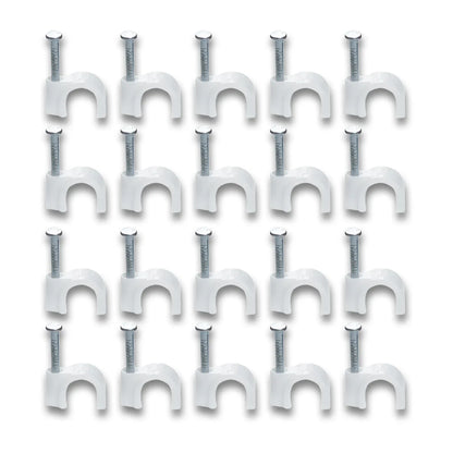 Wire Wall Clips Plastic Cable Clips Round Wire Pins With Steel Nail (20 Pcs Set) - Zidbik