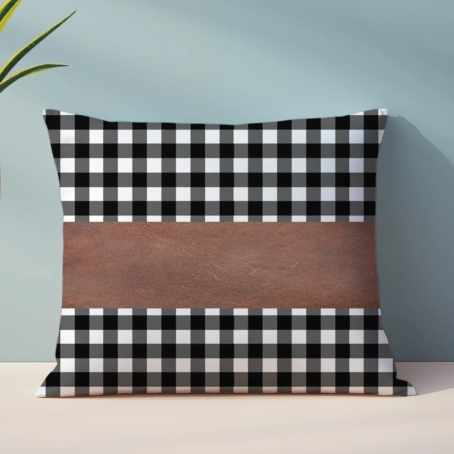 Pillow Covers Leather Cotton Cushion Covers (17 17 Inch 1 Pair 2 Pc) - Zidbik