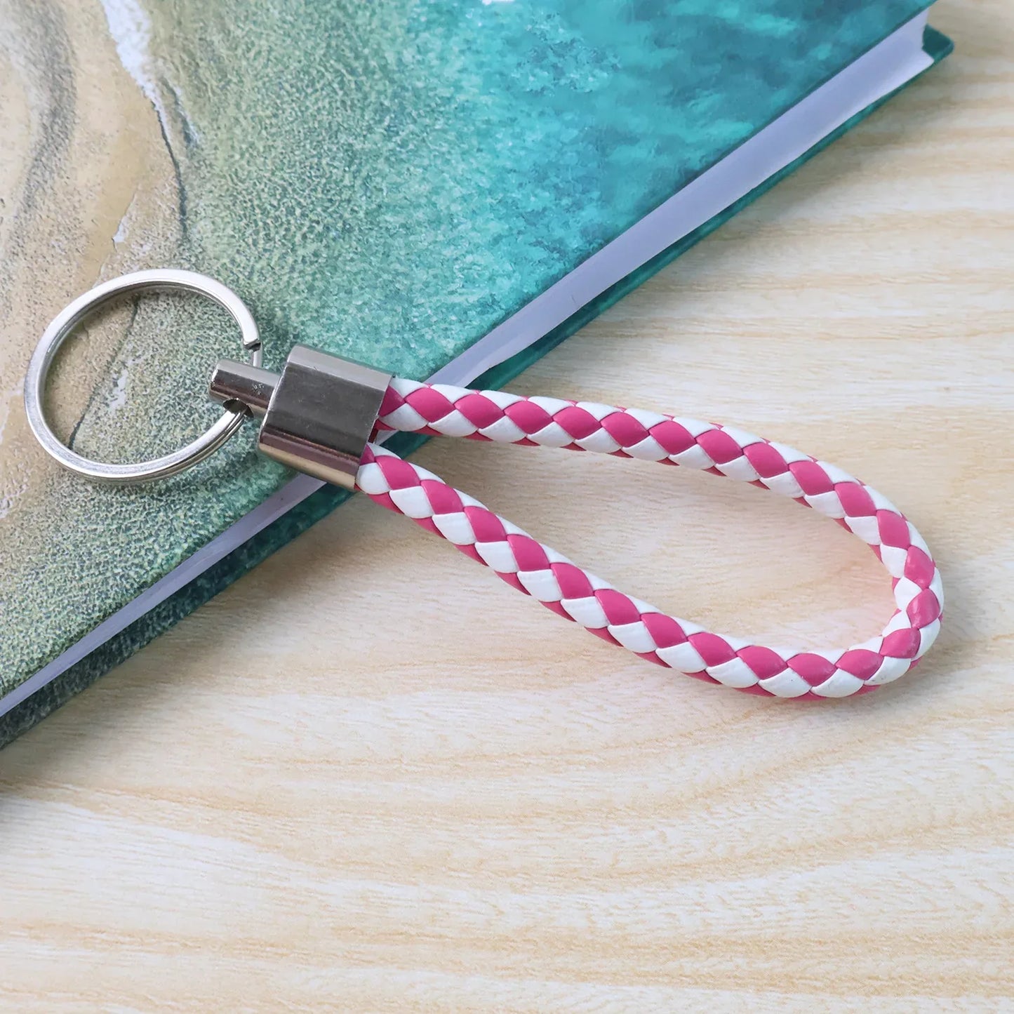 Leather Style Keychain With Metal Ring - (1 Pc) - Zidbik