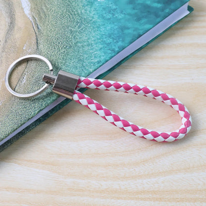 Leather Style Keychain With Metal Ring - (1 Pc) - Zidbik