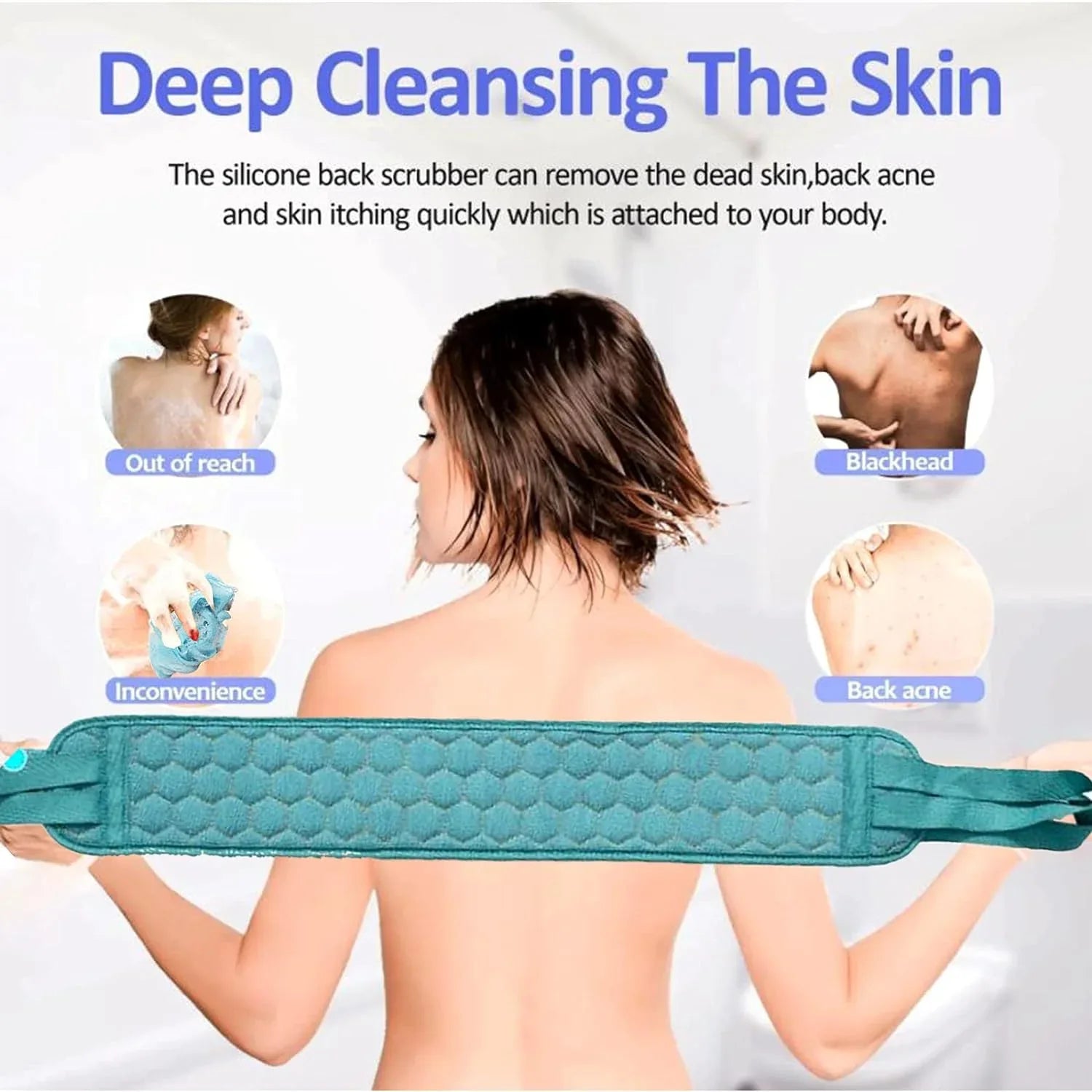 12928 Bath Shower Set Scrubber Loofah Sponge Pouf Bath Brush Extra Long Dual Sided Scrubber Long Lasting Deep Clean Super Soft Body Scrubber For Men Woman (2 Pcs Set) - Zidbik