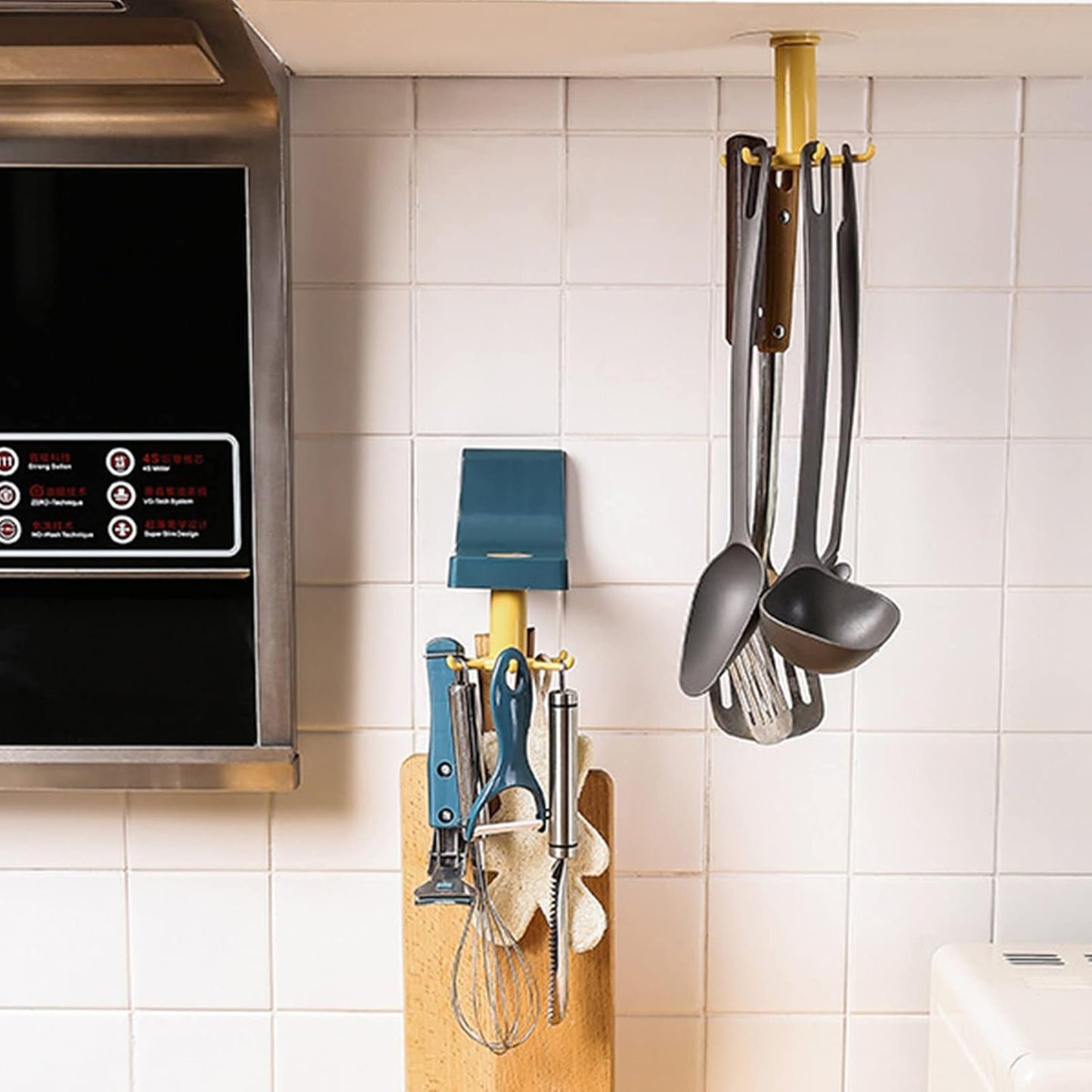 4605 360 Degree Rotating Self Adhesive Plastic Wall Hook Hanger Multifunctional Hanger With 6 Heavy Duty Claw Hooks - Zidbik