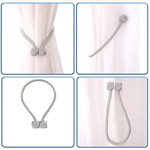 1441 Hexagonal Magnetic Braided Rope Drapery Window Curtains Loop Binding Ties Buckle (2 Pc) - Zidbik