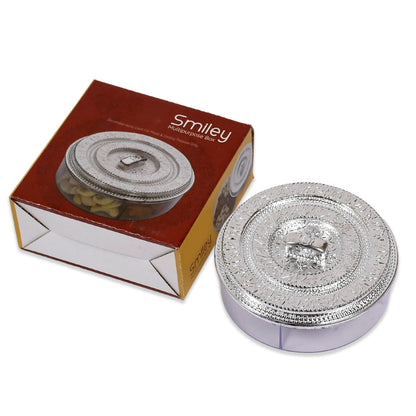 5268 Round Smiley Multi Purpose 4 Compartment Box For Home  Kitchen Use - Zidbik