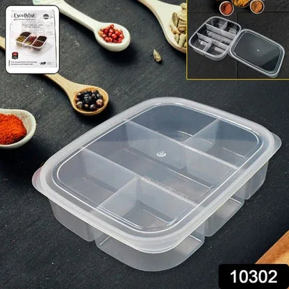 Plastic 5- Compartment Excellent Container Reusable Lunch Box (1 Pc) - Zidbik