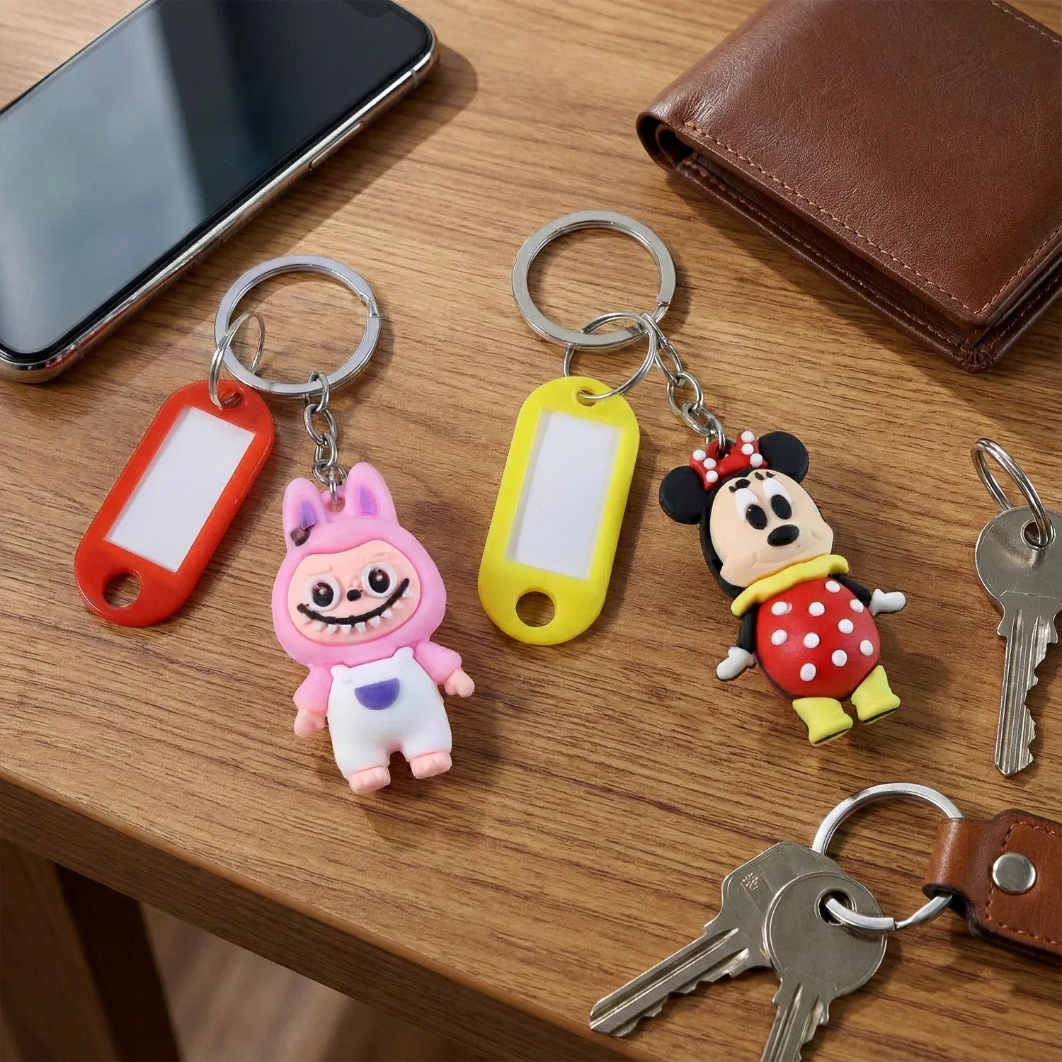 Cartoon Character Keychain With Name Tag (Mix Design 1 Pc) - Zidbik