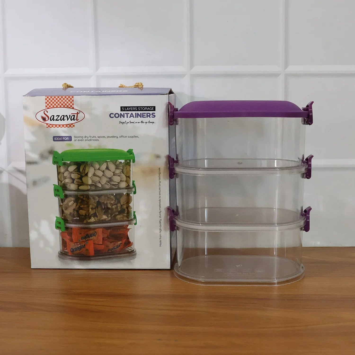 3 Layer Stackable Airtight Food Storage Container Set (1 Set) - Zidbik