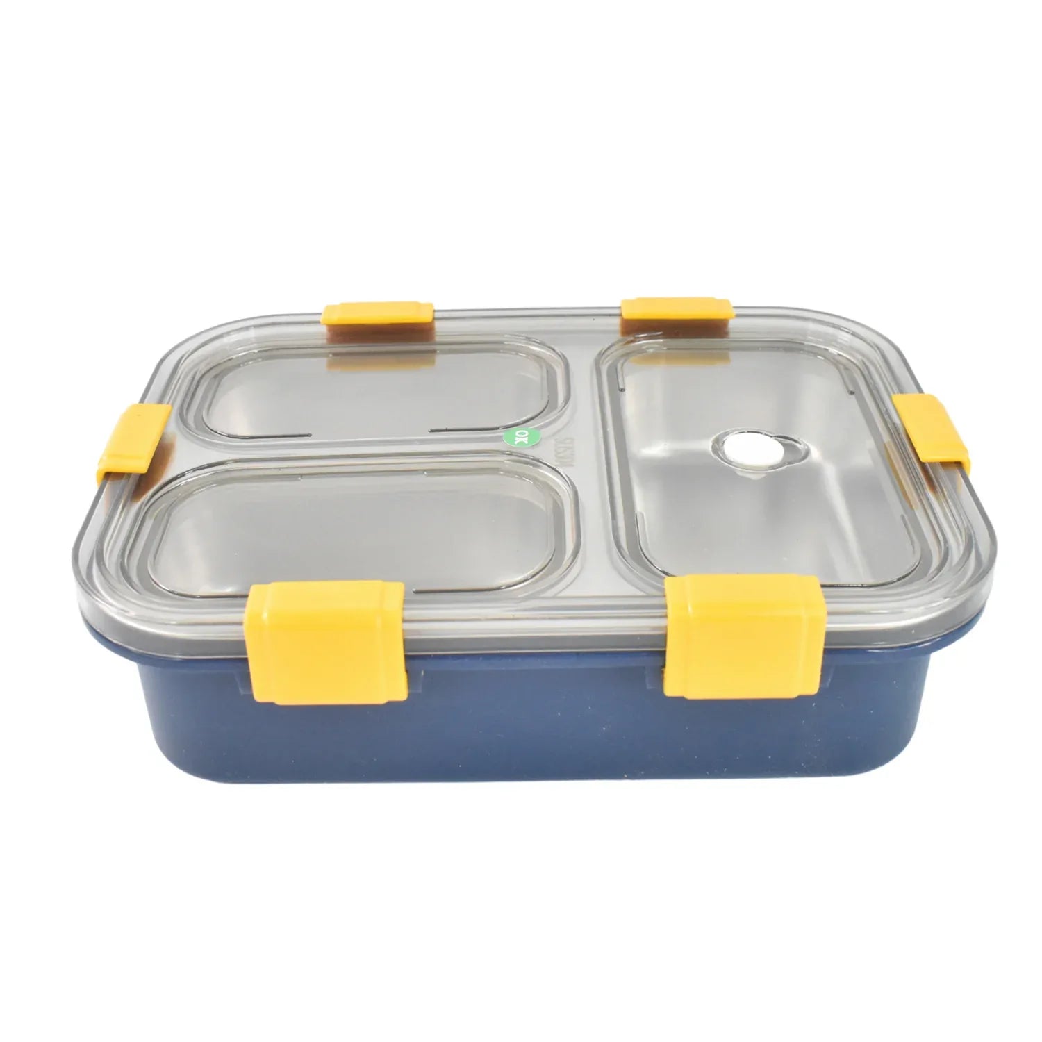 3 Compartment Transparent Stainless Steel Lunch Box For Kids - Zidbik