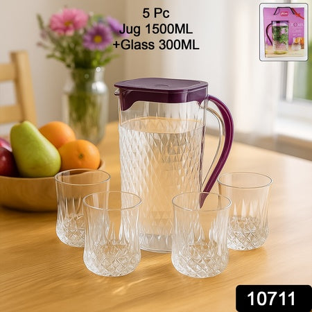 Supermom Roma Plastic Jug With Glasses Combo Set (5 Pc) - Zidbik