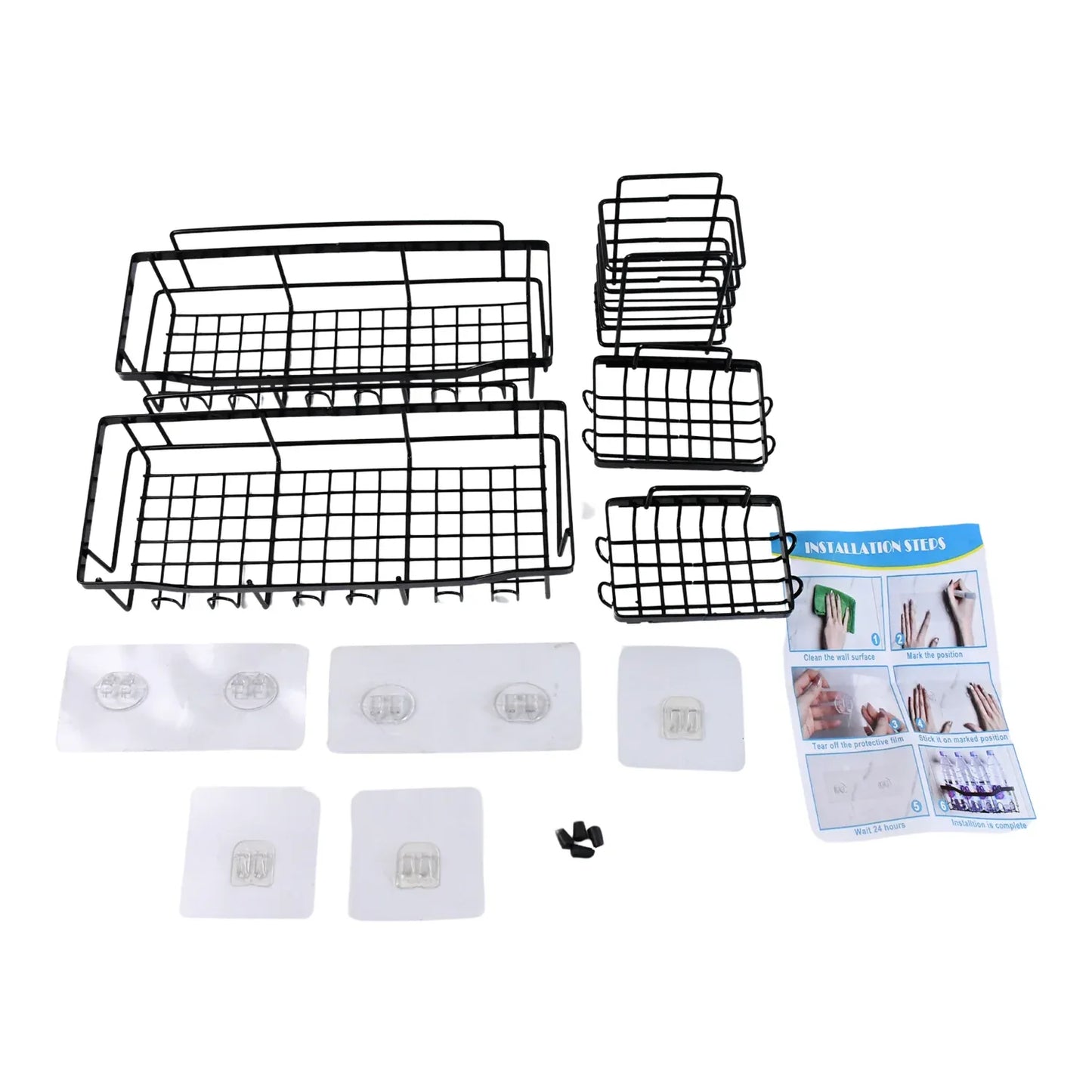 Metal Shower Basket Canddy For Bathroom Organiser (5 Pc Combo) - Zidbik