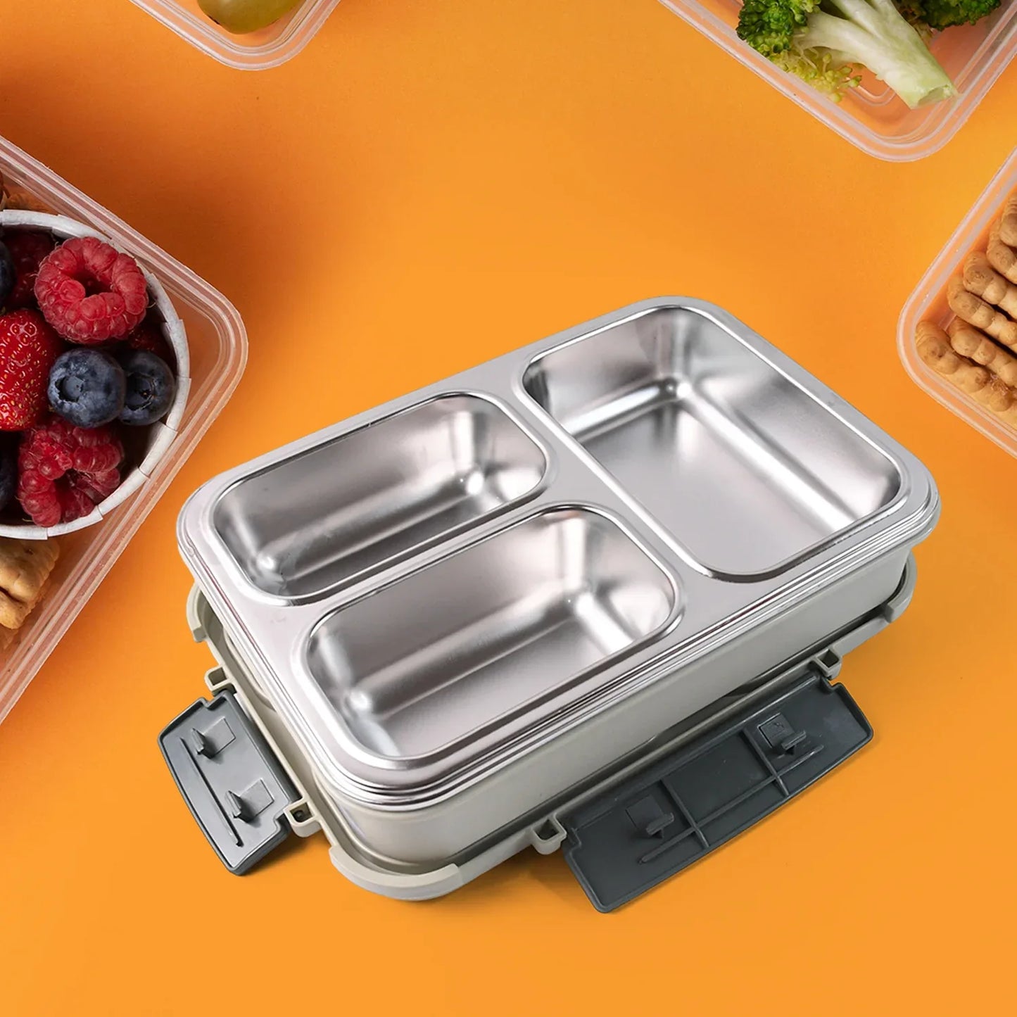 Lunch Box (200 Ml Each Container) With Attractive Stand - 4 Pcs - Zidbik
